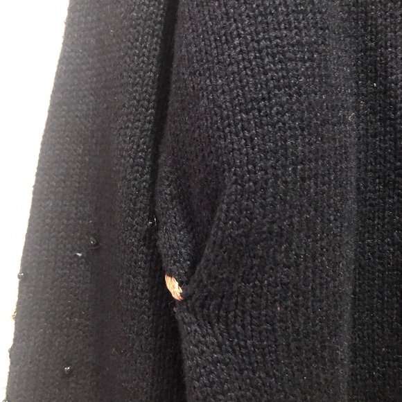 Vintage Tiara Embroidered Sequin Cardinal Black Zip Up Cardigan Size PS - Picture 9 of 9